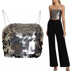 Alice + Olivia Ceresi Metallic Embellished Disc Crop Bandeau Cami Top Sz 10 NWT